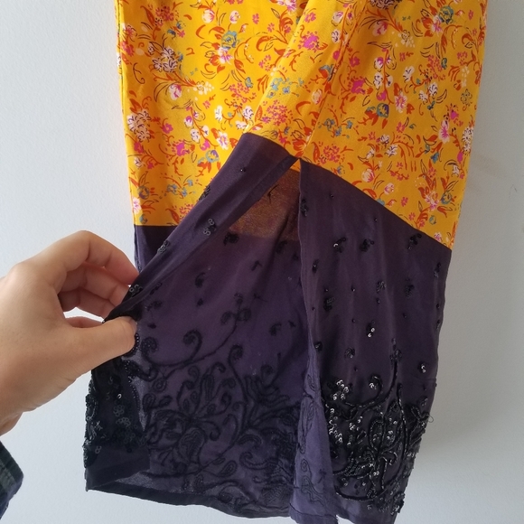 Anthropologie Maeve Silk Yellow Road Midi Skirt Small - Picture 9 of 16